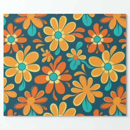 Vintage 70s Retro Hippie Style Flower Power Boho Wrapping Paper