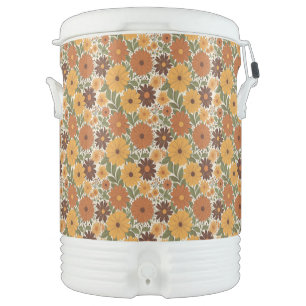 vintage 70s styled floral/flower beverage cooler