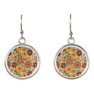 vintage 70s styled floral/flower earrings
