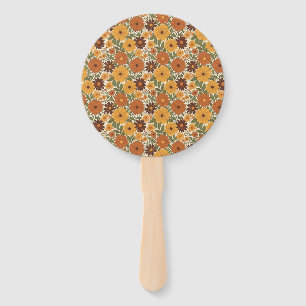 vintage 70s styled floral/flower hand fan