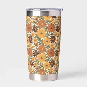 vintage 70s styled floral/flower insulated tumbler