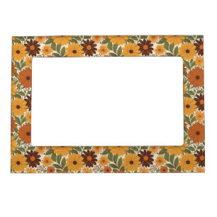 vintage 70s styled floral/flower magnetic frame