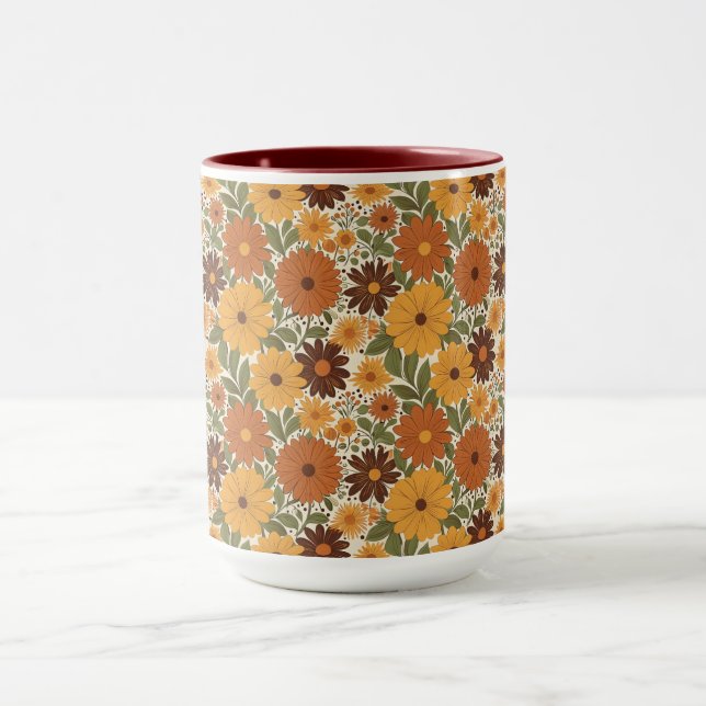 vintage 70s styled floral/flower mug (Center)