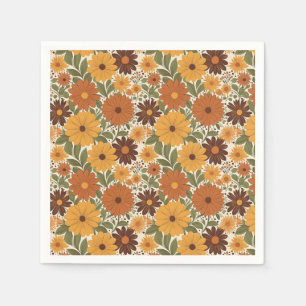 vintage 70s styled floral/flower napkins