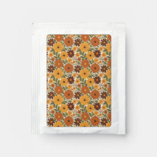 vintage 70s styled floral/flower tea bag drink mix