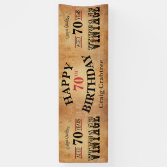 Vintage 70th Birthday Design Banner | Zazzle