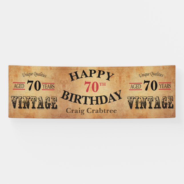 Vintage 70th Birthday Design Banner (Horizontal)