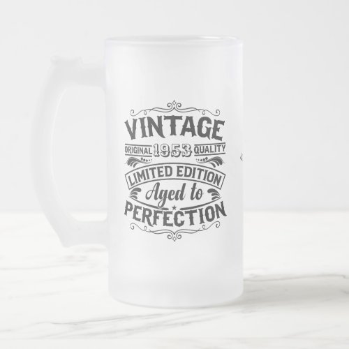 Vintage 70th Birthday Gift For Men of Women Retro Frosted Glass Beer Mug