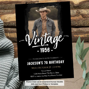 Vintage 70th Birthday Invitation