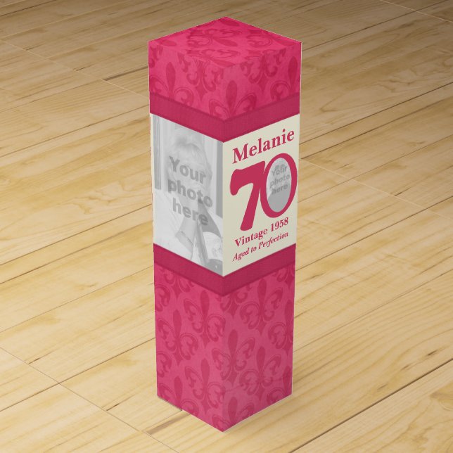 Vintage 70th Birthday name & photos custom box (Front)