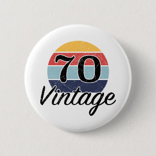 Vintage 70th Birthday Sunset Button