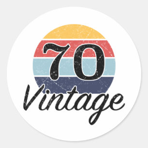 Vintage 70th Birthday Sunset Classic Round Sticker