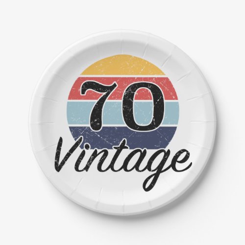 Vintage 70th Birthday Sunset Paper Plates