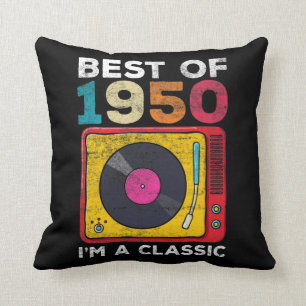 Vintage 70th Birthday Vinyls 1950 Born 70 Year old Throw Pillow