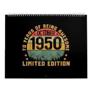 Vintage 71 Years Birthday Born In October 1950 Calendar