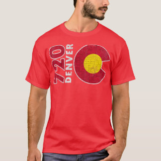 Vintage 720 Denver Colorado Flag Map Home T-Shirt