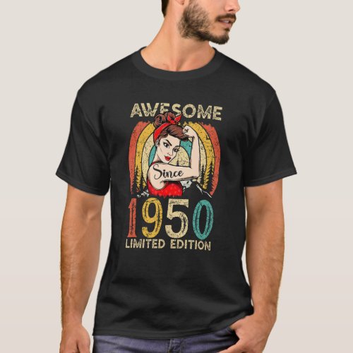 Vintage 72th Birthday  For Women  Awesome Since 19 T_Shirt