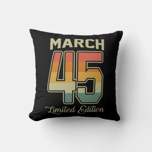 Vintage 75th Birthday March 1945 Sports Gift Throw Pillow
