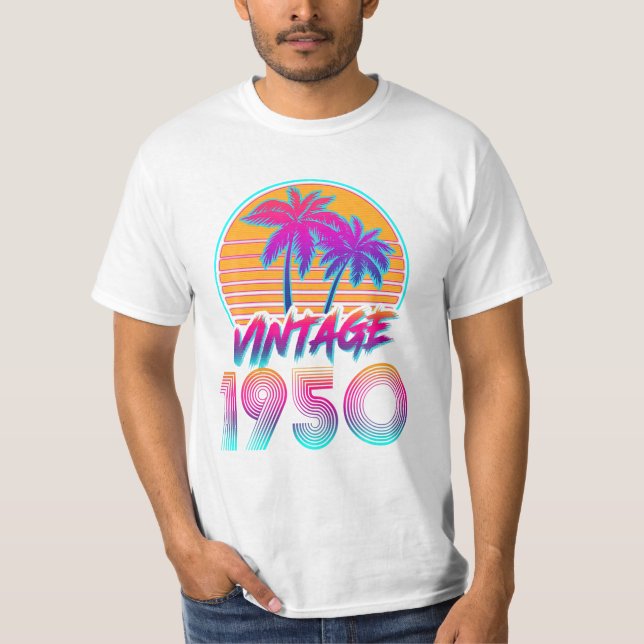 Vintage 80s 1950 Birthday T-Shirt (Front)
