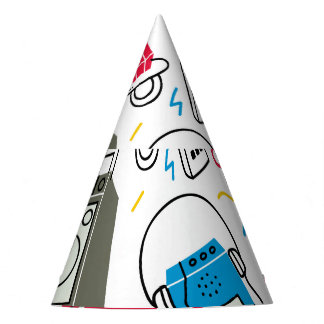 Vintage 80's 90's doodle collection. party hat