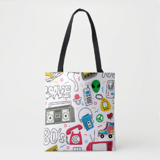 Vintage 80's 90's doodle collection. tote bag