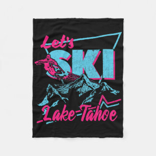 Vintage 80s 90s Skiing Clothes - Retro Lake Tahoe Fleece Blanket