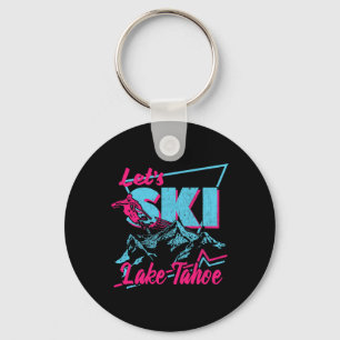 Vintage 80s 90s Skiing Clothes - Retro Lake Tahoe  Keychain