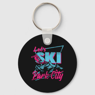 Vintage 80s 90s Skiing Clothing Retro Park City Sk Keychain