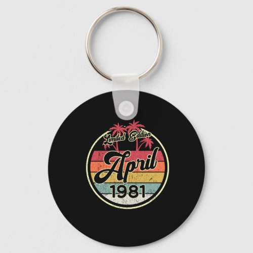 Vintage 80s April 1981 40th Birthday Gift Idea Keychain