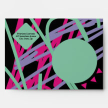 Vintage 80s Black Aqua Blue Pink Purple Girly Art