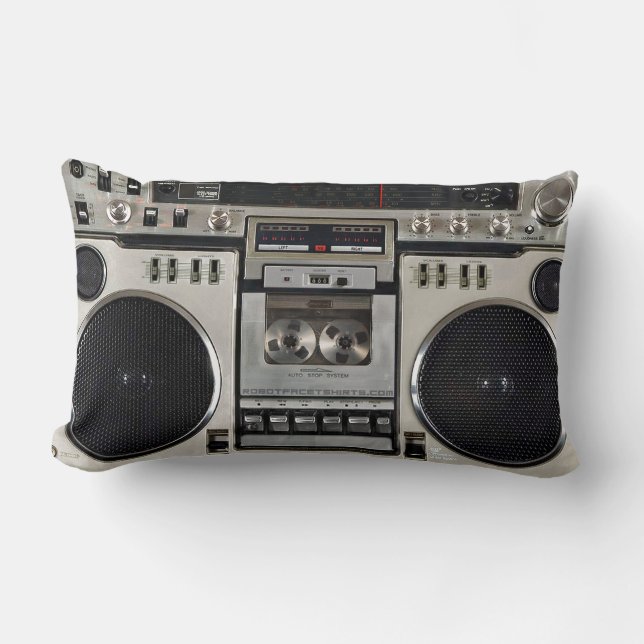 Vintage 80s Boombox Ghettoblaster Lumbar Pillow (Front)