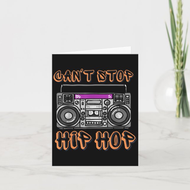 Vintage 80's Can't Stop Hip Hop Boombox  Card (Front)