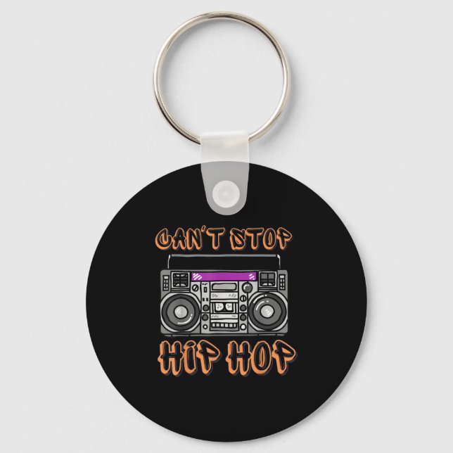 Vintage 80's Can't Stop Hip Hop Boombox  Keychain (Front)