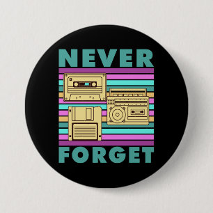 Vintage 80s Cassette Tape Retro Gen X Nostalgia Button