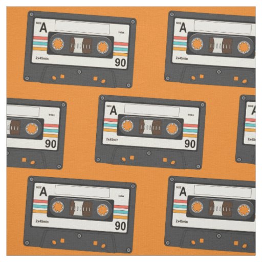 Vintage 80's Cassette Tapes Fabric