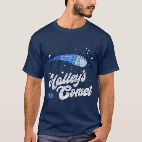 Vintage 80s Halleys Comet Retro Space Lover T_Shirt