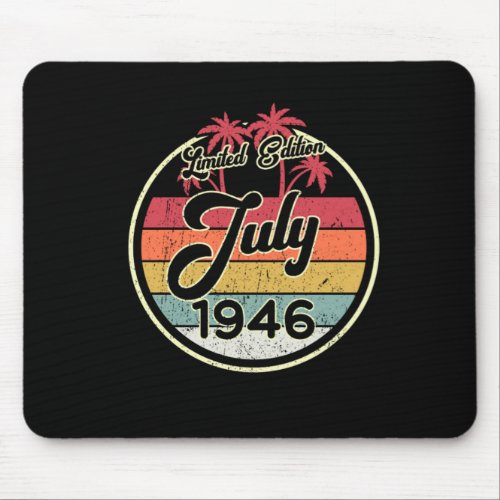 Vintage 80s July 1946 75th Birthday Gift Idea Mouse Pad