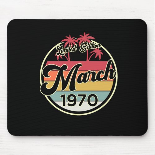 Vintage 80s March 1970 50th Birthday Gift Idea Mouse Pad