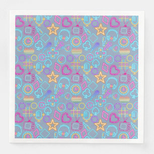Vintage 80's Neon Light Pattern 01 Paper Dinner Napkins