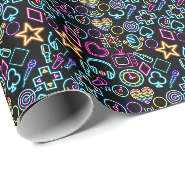 Vintage 80's Neon Light Pattern 01 Wrapping Paper (Roll Corner)