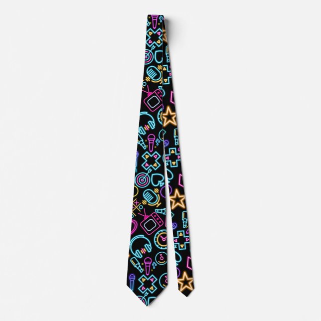 Vintage 80's Neon Light Pattern 01x4 Neck Tie (Front)