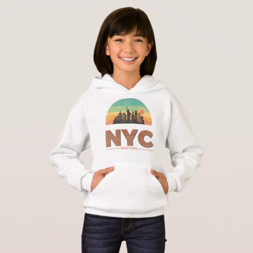 Vintage 80s New York City Skyline Retro Sunset Hoodie