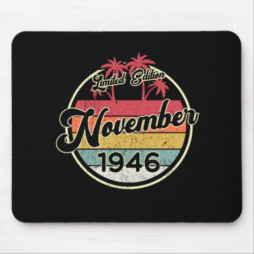 Vintage 80s November 1946 75th Birthday Gift Idea Mouse Pad