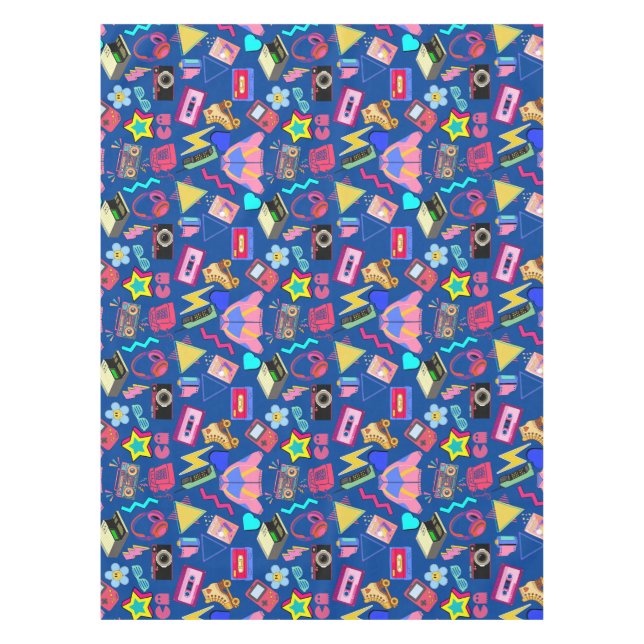Vintage 80's Pattern 01.w Blue BG Tablecloth (Front)