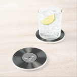 Vintage 80s Record Classic Monogram | Name Retro Coaster<br><div class="desc">Introducing our Vintage Record Design Coaster – a stylish accessory that seamlessly blends nostalgia with personalization. This coaster features a meticulously crafted vintage record design, complete with a customizable label. Add a personal touch with your monogram and name on the label, allowing you to tailor it to your liking. The...</div>