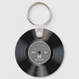 Vintage 80s Record Personalized Name Keychain