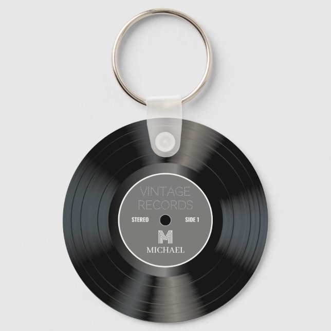 Vintage 80s Record Personalized Name Keychain