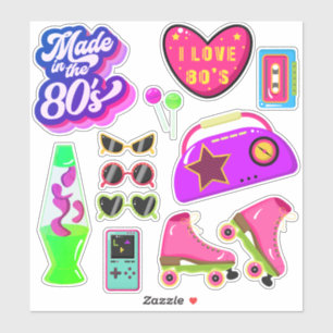 Vintage 80s Retro Pink Memory Items Roller Skates Sticker