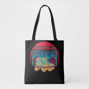 Vintage 80s Roller Skating Girl Disco Rollerskates Tote Bag