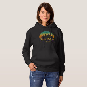 Vintage 80s San Diego City Skyline Retro Sunset Hoodie